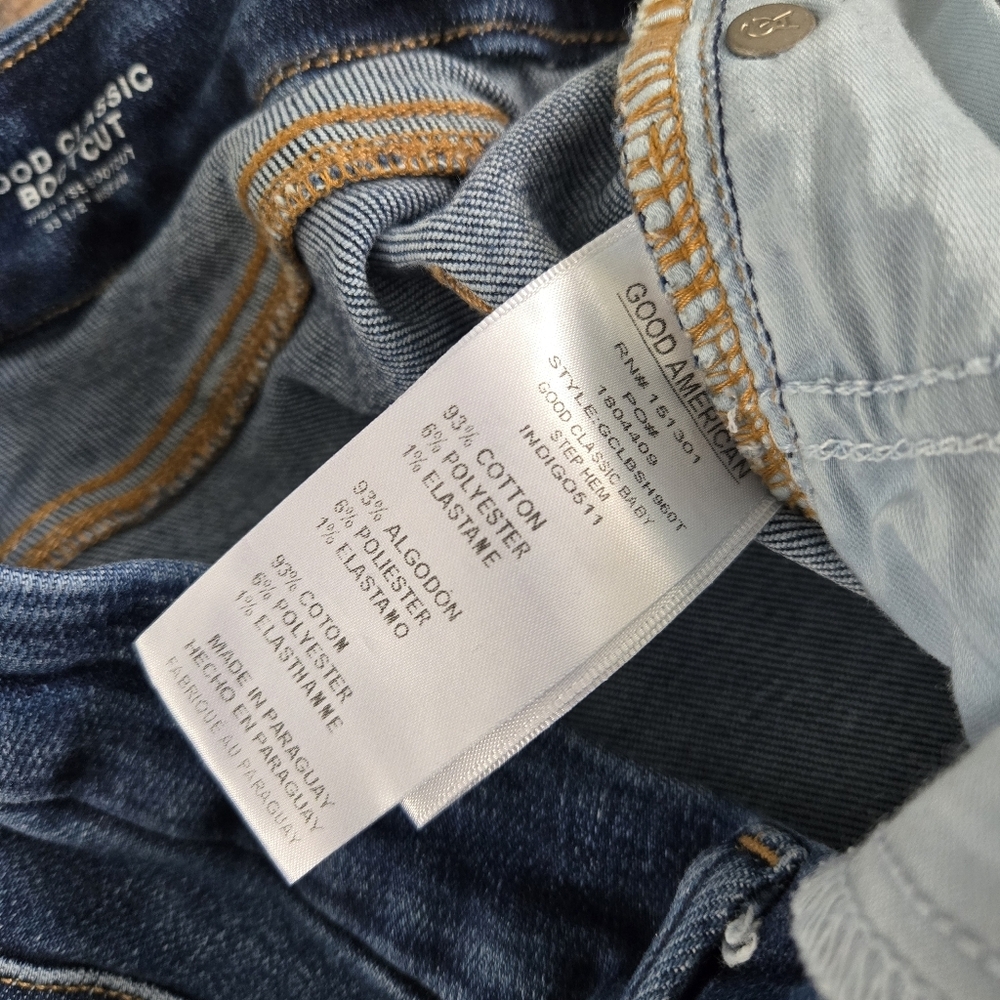 Good American Good Classic Bootcut Baby Step Hem Denim Jeans Indigo Blue Size 12 - Picture 6 of 8